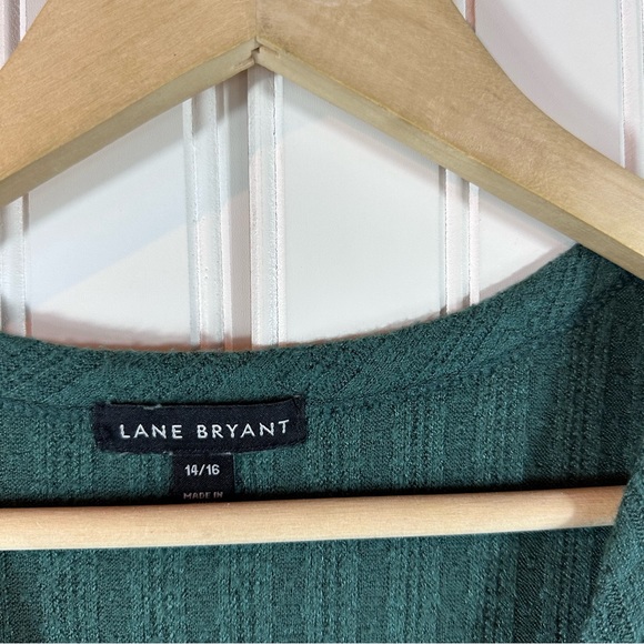 LANE BRYANT UGC Size 14/16 Green Faux Buttom Down Babydoll top shirt long sleeve - Picture 3 of 10